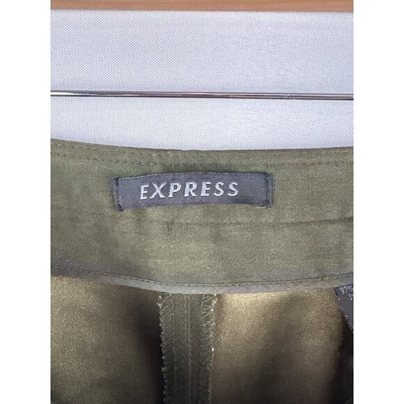 Express Olive Green Womens Pants Size 3/4 Polyester & Spandex - Picture 4 of 6